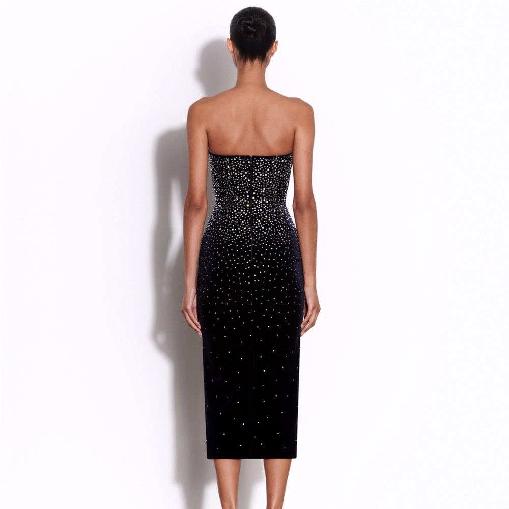 Alex Perry NWOT Crystal Velvet Midi Dress in Midnight - Picture 2 of 7